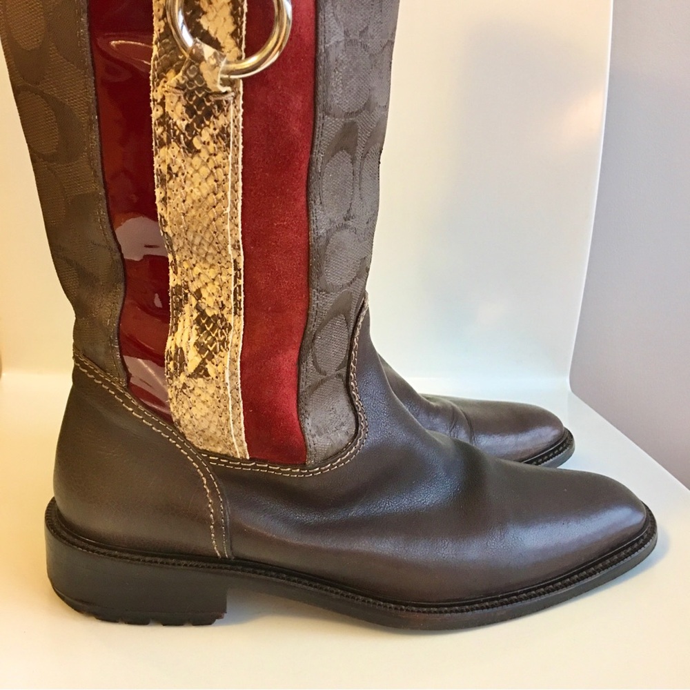 Coach ROCHELLE Pull on Signature Canvas Leather Riding Boots - Picture 7 of 16
